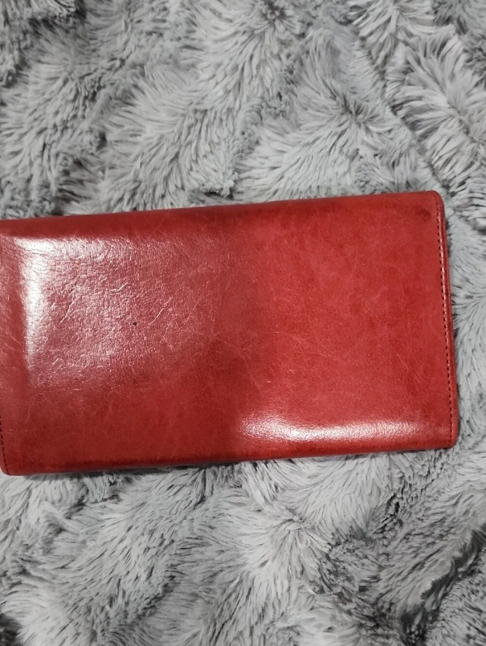 Coach Red Leather Card Wallet with Zippered Pocket